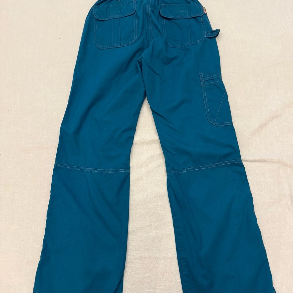Women's Koi Teal Drawstring Cargo scrub Pants - Picture 9 of 10